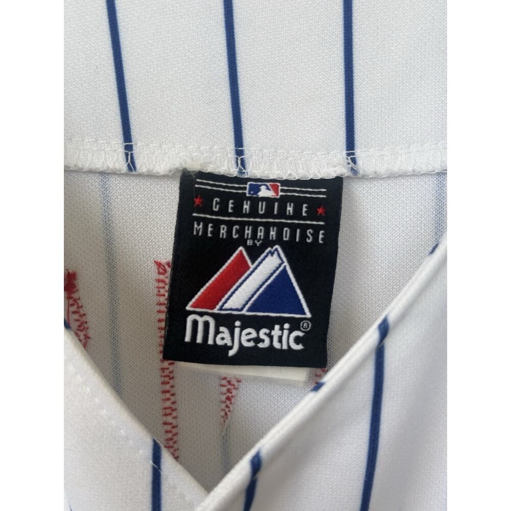 Majestic Chicago Cubs Ron Santo #10 Pinstripe Jersey Hall of Fame 2012 Men’s XL - Picture 6 of 11